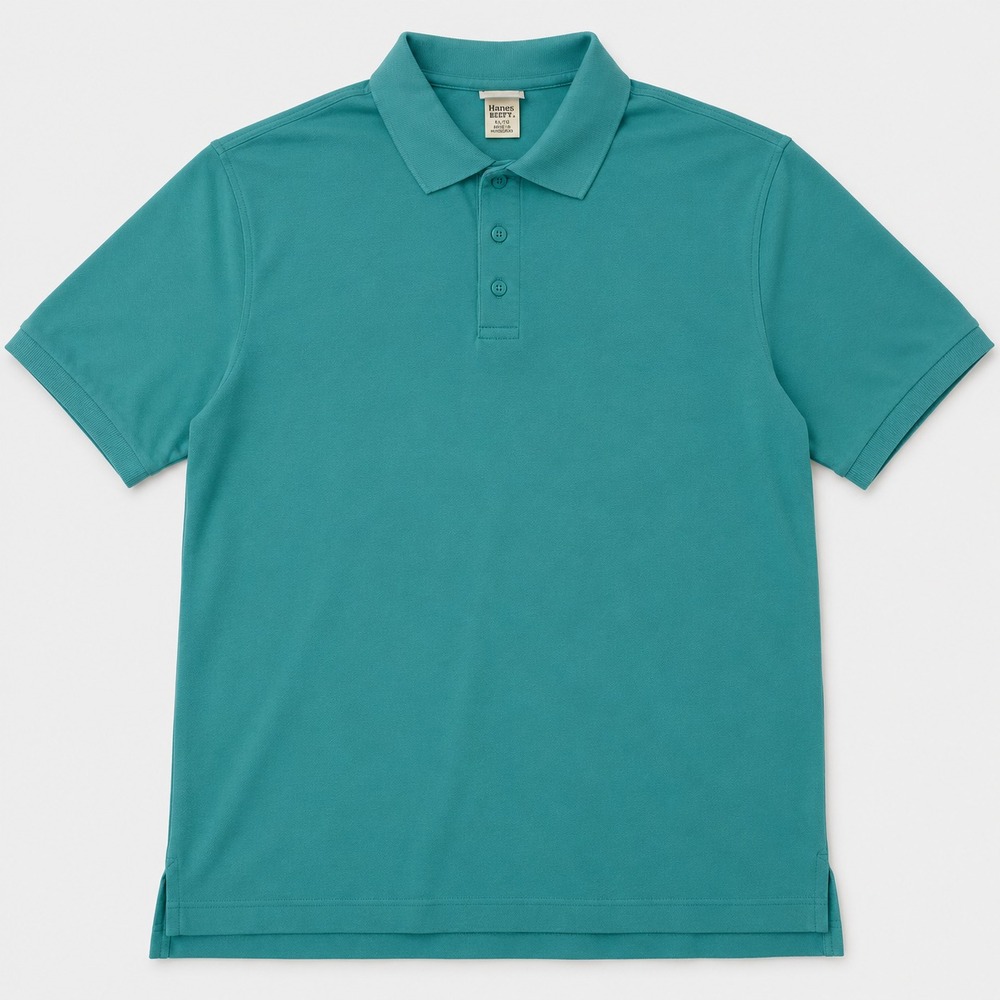 L.L.Bean Polo Shirt Mens Large Teal Blue Green Short Sleeve Cotton Casual